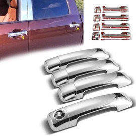 Overun 3-Layers Shiny Chrome Plated 4-Door Handle Overlay Covers Designed for Tundra Sequoia
