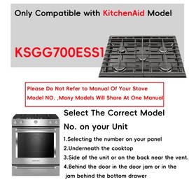 2 Pcs Stove Protector For Kitchenaid Model KSGG700ESS1 30inch Stovetop Gas Range Cooktop Liner 5 Burner Splatter Spill Guard