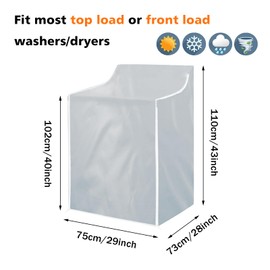 2Pack Washer and Dryer Covers, Portable Washer Cover with Zipper Design Dustproof Waterproof Laundry Covers for Washer and Dryer，Easy Use Fit for Most Front-loading Machine (2pcs(Silver))
