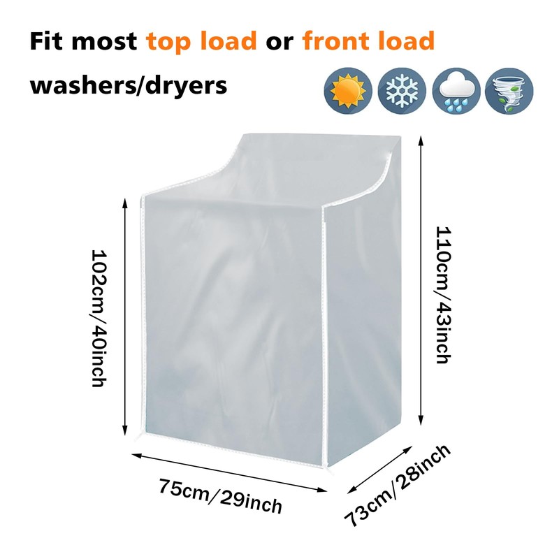 2Pack Washer and Dryer Covers, Portable Washer Cover with Zipper