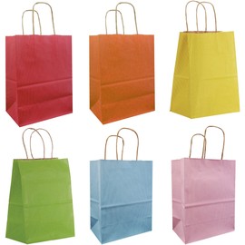 JILLSON & ROBERTS All Occasion Light Rainbow Kraft Solid Totes for Easter, Mother's Day, Wedding, Baby Shower, Birthday, Graduation, Fatherís Day, 12 Pack