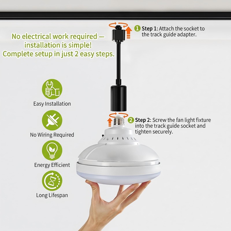 OTeedo 30W Smart Track Fans Light with Remote, Bladeless Fan