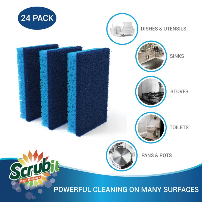 Scrubit Non-Scratch Cleaning Scrub Sponges- Scrubbing Dish Sponge Ideal for