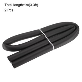 sourcing map 2pcs 3.3ft Pipe Insulation Tube 3/8 inch(10mm) ID 3/4 inch(19mm) OD Foam Tubing for Handle Grip Support, Black