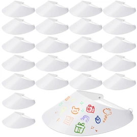 Funnysoft 24 Pcs DIY Foam Sun Visors for Women White Golf Visor Adjustable String Sun Visor Hat Tennis Visor for Men Outdoors