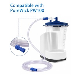 2-Pack Replacement Suction Tubing Compatible with PureWick PW100 Collection System, Clear Flexible Connection Tube with Blue End Connectors, Tubing Only