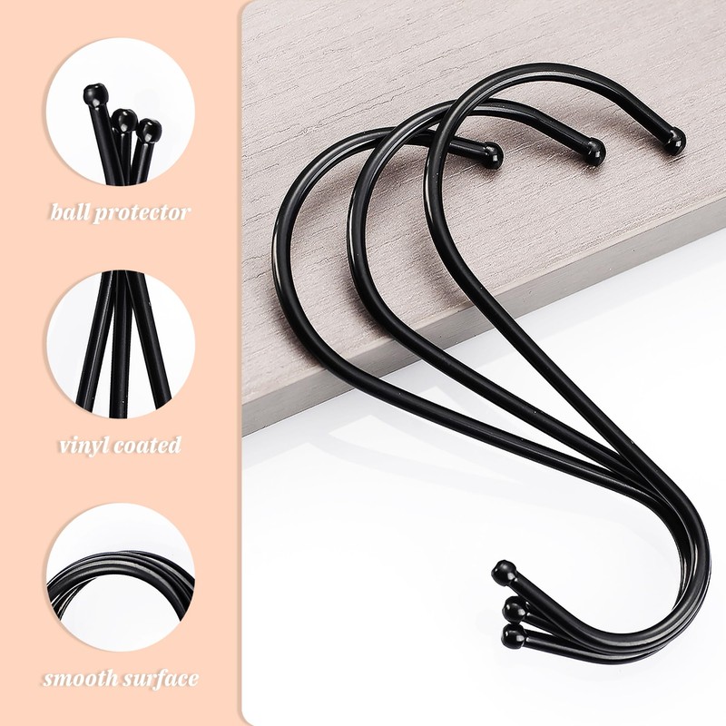 GEMMAHW 12CM Large S Hooks for Hanging (20-Pack), Black S