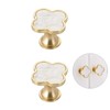 YOSOANPO 2 Pcs White Shell Kitchen Cabinet Knobs Clovers Zinc