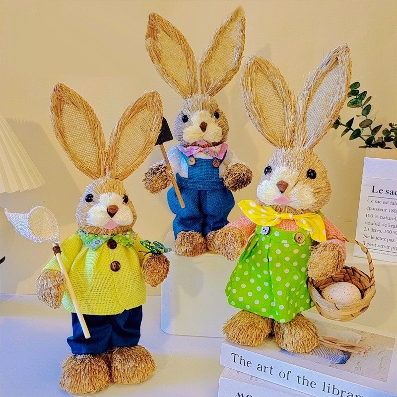Children DIY Straw Bunny Set Parent Child Straw Rabbit Handmade