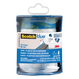 ScotchBlue Pre-taped Painter's Plastic Dispenser PTD2093EL-24-S, 24 in x 30 yd (60,9 cm x 27,4 m), 1 Roll/Pack, Blue
