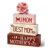 HABDJILTY 4 Pcs Happy Mother’s Day Wooden Table Decorations Best