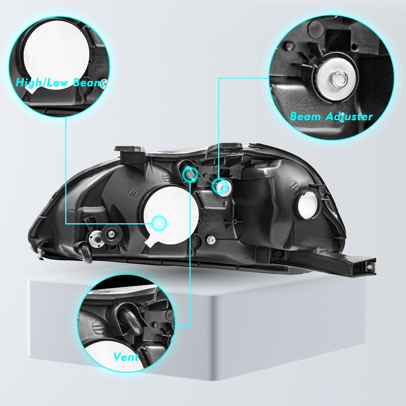 TUSDAR Headlight Assembly Set Compatible with 1996 1997 1998 Honda