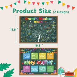 HEYINSHEN 2Pcs Why Math Growth Poster Mindset Math Poster For Classroom Math Posters For Middle and High School Mathematics Education Math Classroom Decor Supplies for Teachers Math Education Supplies
