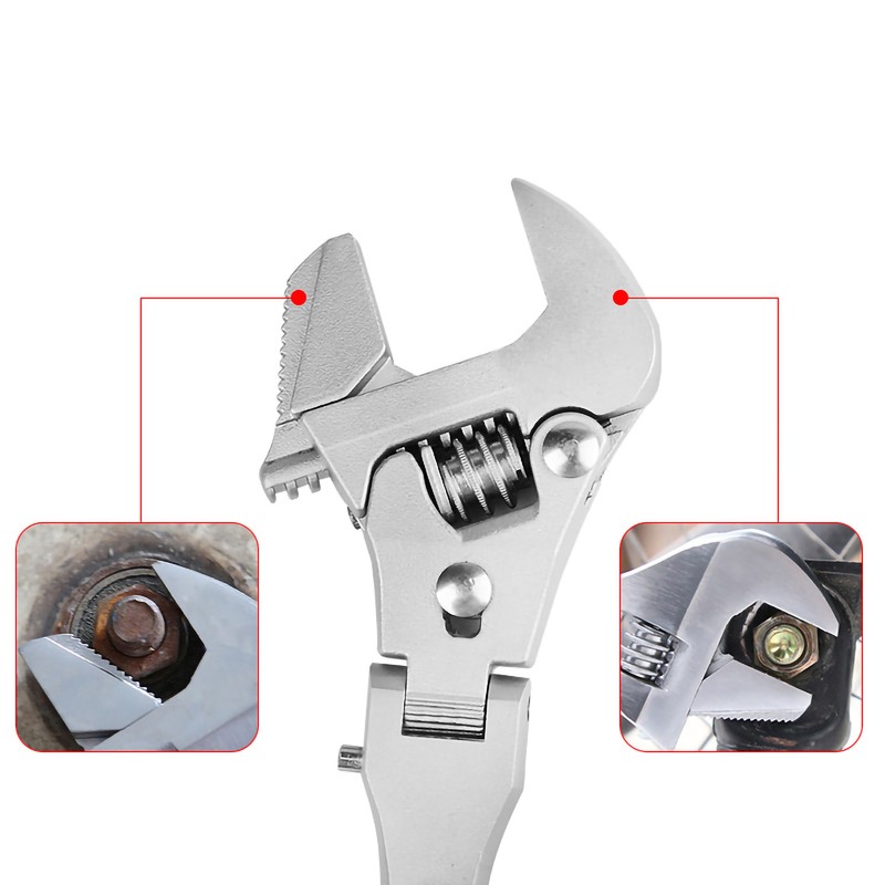 10in Adjustable Wrench 180° Rotating Flexible Head Multifunctional Wrench for