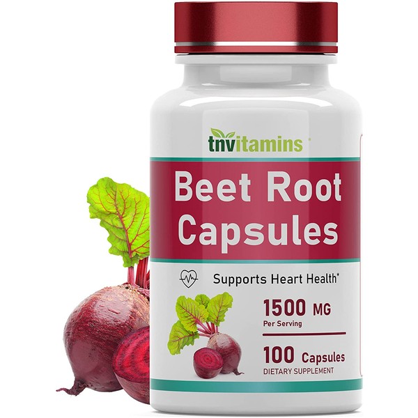 Beet Root Powder Capsules | 1500 Mg - 100 Capsules | Non-GMO & Gluten-Free | Heart Health Supplement & Blood Pressure Support* | Beet & Dietary Nitrates for Athletic Performance | Anti-Inflammatory