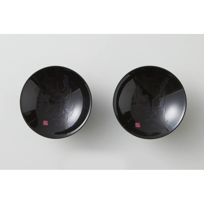 (Temperature Design) Round Pottery Warmth Kabuki® Black Flat Cup Set,