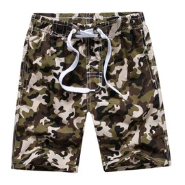 techcity Boys Teens Swim Trunks Quick Dry Surfing Beach Sports Running Swim Shorts with Drawstring 6T to 18/20 (6-7, Camo Green)
