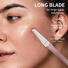 BULIMICA Dermaplane Razor Starter Kit, Reusable Dermaplaning Tool, Face Razors for Women Facial Peach Fuzz Removal, Eyebrow Razor, 1 Razor + 4 Refill Blades, Pink