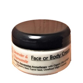 Lavender and Chamomile FACE OR BODY CREAM - 100% Pure Essential Oils - Organic - Vegan - Non GMO - Cruelty Free - No Palm Oil (4 oz)