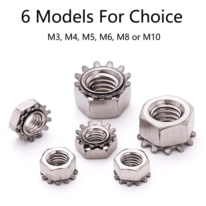 (100pcs M3) Kep Hex Head Lock Nuts Set, Carbon Steel