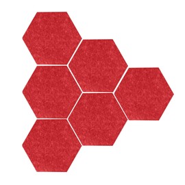 KASCLINO Felt Bulletin Board, 6pcs Felt Tile Board Hexagon Push Pin Board, Wall Stickers Self Adhesive Hexagon Cork Board, Bulletin Board, Pin Board, Felt Tiles for Home Office Classroom (Red)