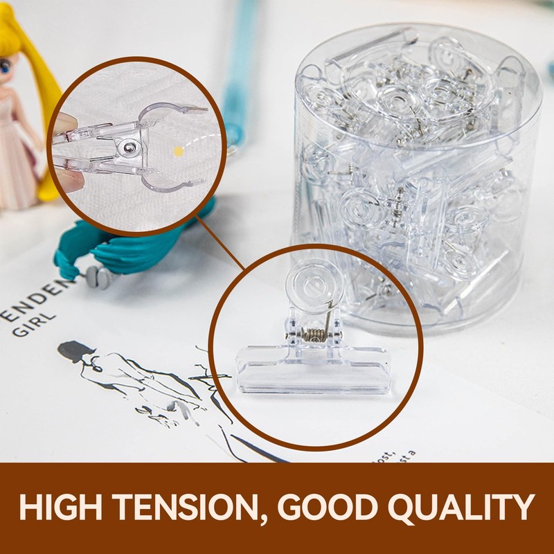 4Pcs Plastic Clear Clips Clamps, Chip Bag Clips Bulldog Clips