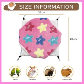 Small Pet Cage Hammock, kolatree - Warm Hammock, Bunkbed Sugar Glider Hammock, Hamster Guinea Pig Cage Accessories Bedding, Warm Hammock for golden bears, puppies, Parrot Ferret Squirrel, Hamster,Rat Playing Sleeping (Starfish Pink, Small-20x20 cm)