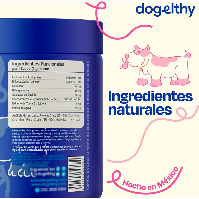 Dogelthy Gastro Aid. Pre + Probioticos con +3 Billones de