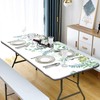 Spring Leaves Rectangle Fitted Tablecloths, Hanging Flowers White Green Print