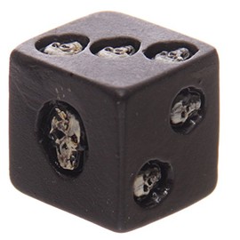 Puckator SK200, Set of 5 Six-Sided Die with Inlaid Skulls,Black,1.5 x 1.5 x 1.5 cm