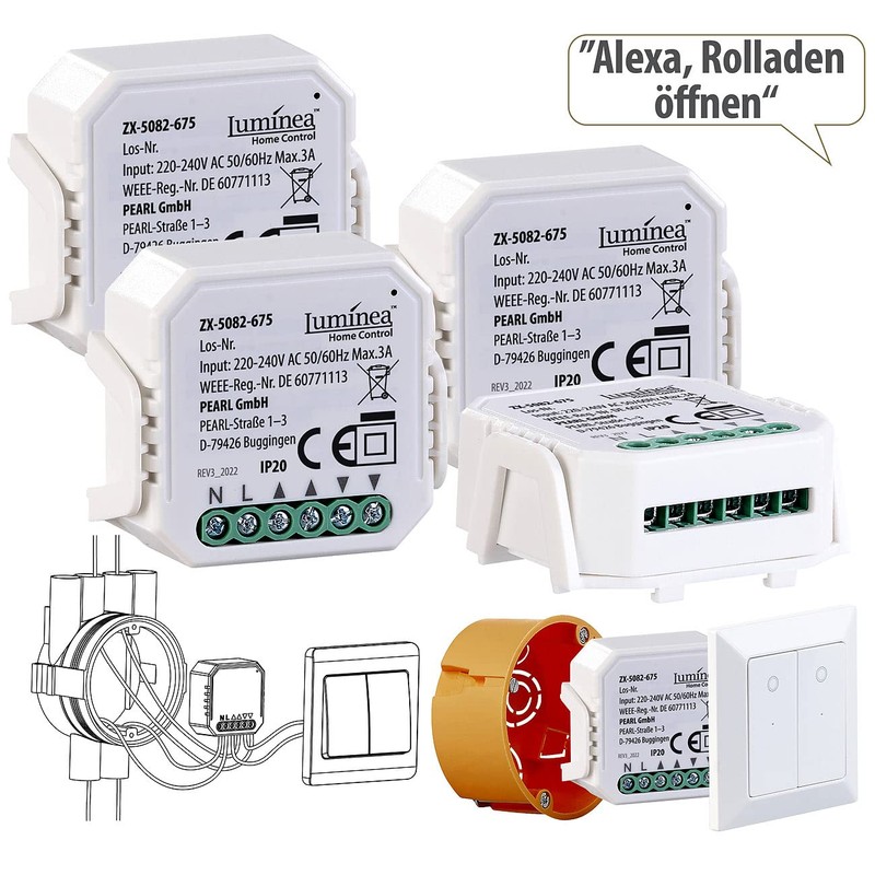 Luminea Home Control Roller Blind Control: Set of 4 WLAN
