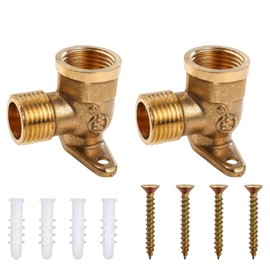 gotonovo G1/2 Male x G1/2 Inch Female Straight Thread Brass Pipe Fittings 90 Degree Drop Ear Elbow 2 Pack Nominal Copper Pipe Threaded