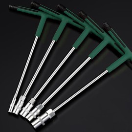 IMAANIIE T-Handle Socket Wrench Set 8/10/12/13/14mm Rubber Coated High Carbon Steel T Handle Wrench Hex Socket for Mechanical Electronic Motorcycle Car Repair(5Pack), Green