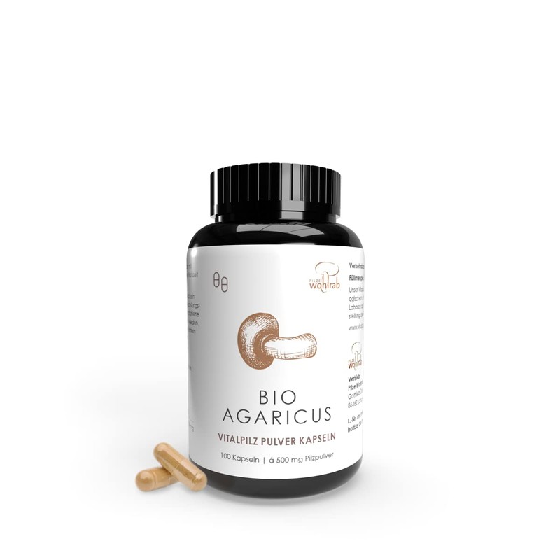 Pilze Wohlrab Organic Agaricus Powder Capsules 100 Capsules 500 mg