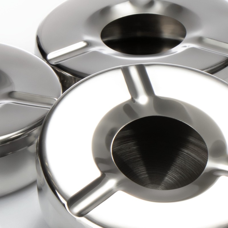 com-four® 3x Ashtray made of stainless steel - Wind ashtray