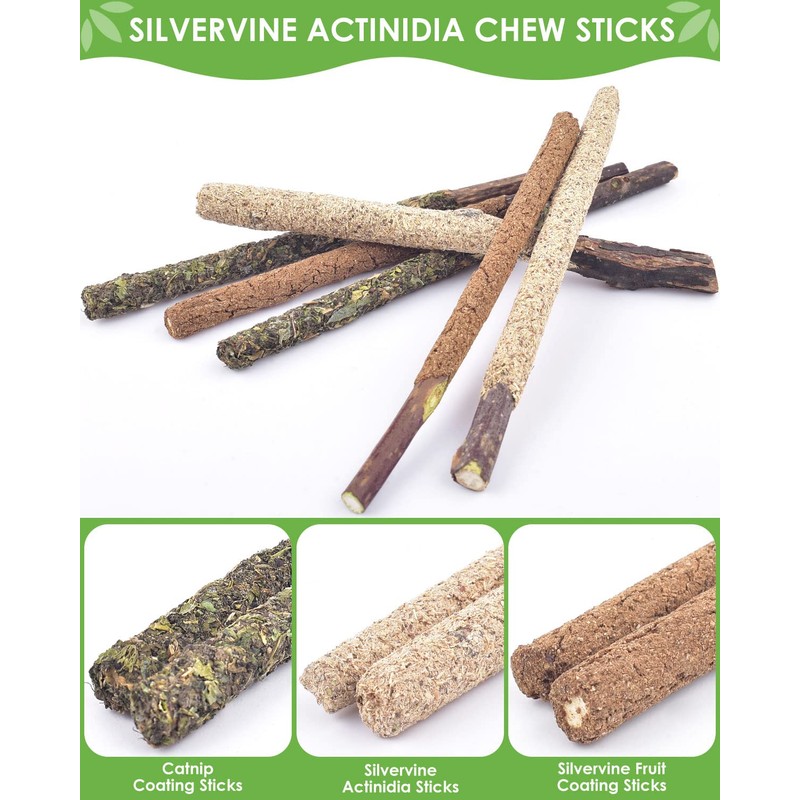 Silvervine Chew Sticks for Cats, 10 Pack Natural Catnip Chew