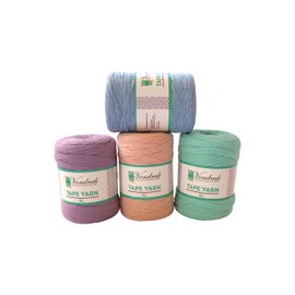Vondrak Tape Yarn 2 Rolls Pack 328 Yards (984ft) Ribbon Yarn for Crocheting and Knitting. Flat Cotton Home Decor Yarn (Baby Green)