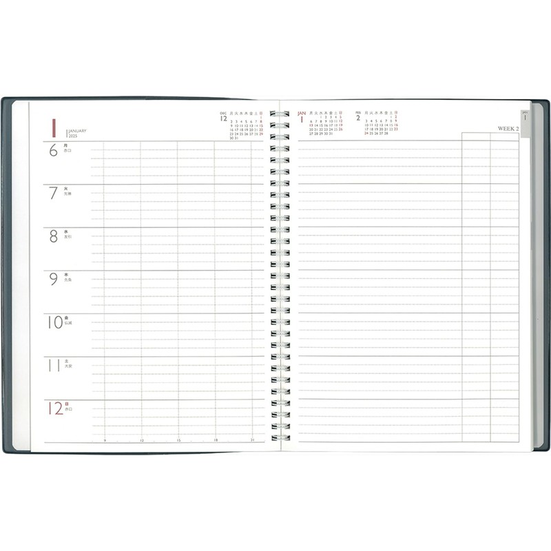 Hakubunkan 2025 B5 Weekly Desk Planner, Monday, Black, No.247 (Begins