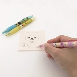 Traveling Mame Shiba Ballpoint Pen Set of 3 Black Ink 0.7mm Smooth Rubber Grip Cute Character Writing Supplies Stationery