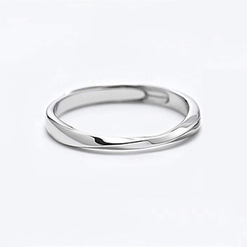 Rockyu 925 Silver Matching Ring, Pink Gold, Silver, Mobius Design,