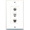 Wallplate City 1 Port Coax Phone CAT5E Ethernet Wall Plate DecorZ White