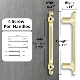 Amasideca 10 Pack Brushed Brass Cabinet Pulls 3-3/4 Inch Hole Centers Kitchen Cabinet Handles Zinc Alloy Gold Drawer Pulls Solid Cabinet Hardware