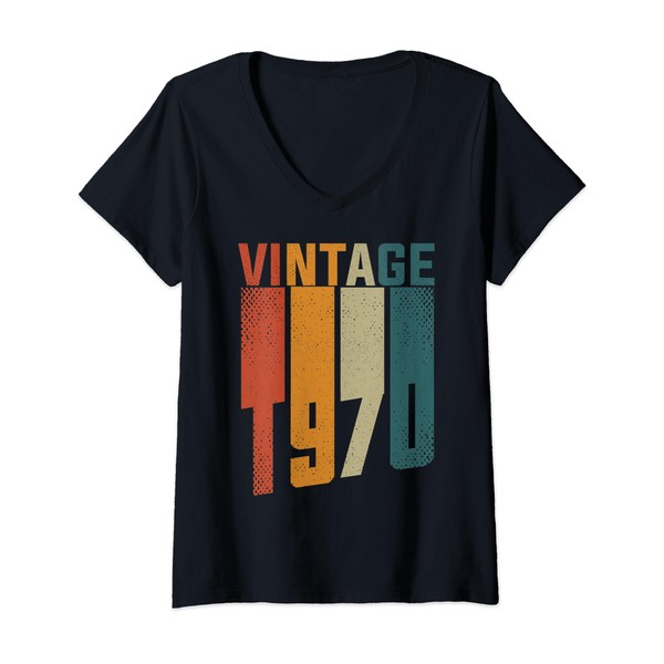 Vintage 1970's 1970 Style Clothing Women Men 54th Birthday V-Neck