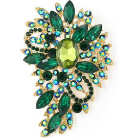 EVER FAITH - Broche Pin para Mujer Cristal Austríaco Boda Flor Hoja
