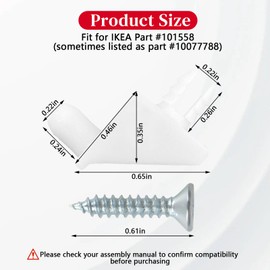 12 Pack Shelf Support Pins Replacement for IKEA Part #101558 (Pax, KOMPLEMENT), White