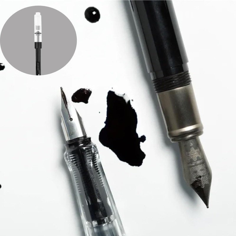 6 Pack Black Universal Fountain Pen Ink Converter, Push in