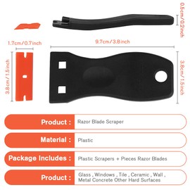 Ainiv Plastic Razor Blade Scrapers, 2PCS Scraper Tool with 30PCS Blades, Multi-funtional Cleaning Razor Scraper for Removing Stickers, Labels, Caulk, Adhesive, Paint Removal-Black&Orange