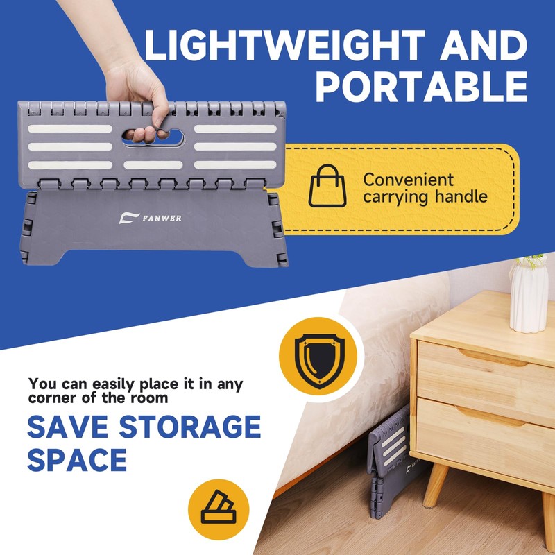 Fanwer 5 inch Portable Folding Step Stool - Safe &