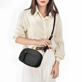 Fjquamitix Women's Crossbody Bag, Waterproof PU Leather Shoulder Bags with Adjustable Strap, 3-Layer Spacious Handbags for Travel, Work & Dating (5 Colors) (Black)