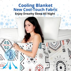 Zinello Design Q-Max Cooling Blanket Tribal Cooling Geometric Ethnic Look Anti Heat Q-Max > 0.4 Cooling Blanket Summer Boho (130x170cm)